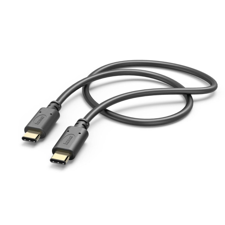 Кабел HAMA, USB-C мъжко - USB-C мъжко, 1.5м, 480Mb/s, двойно екраниран, позлатени конектори, черен - 201591 - 2