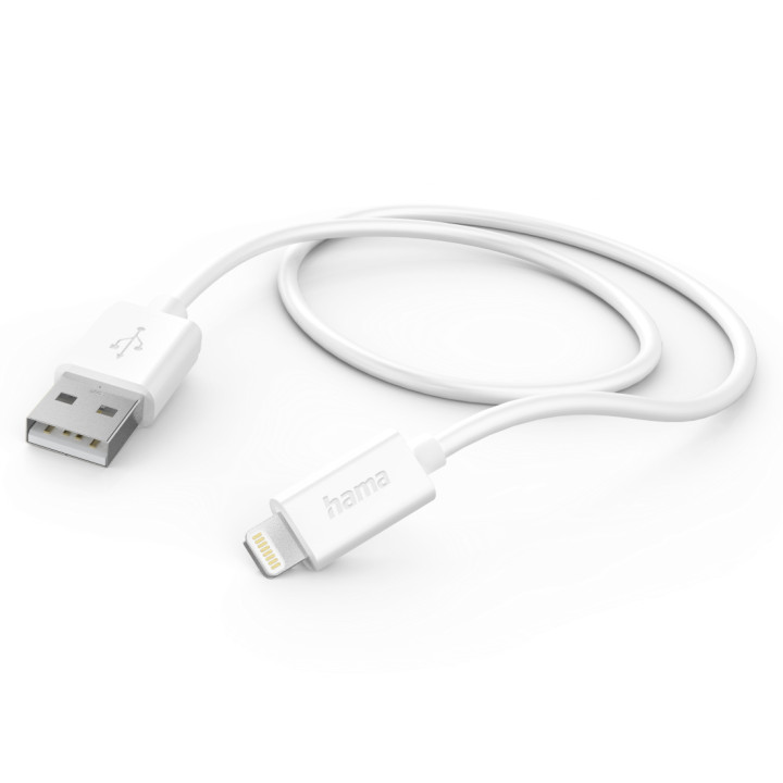 Кабел USB-A Lightning HAMA, 1.0м Бял - 201579 - 1