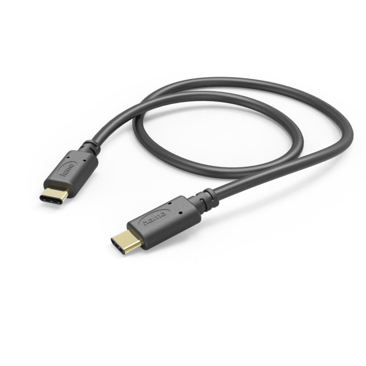 USB кабел HAMA, USB-C мъжко - USB-C мъжко, 1.0 м, 480 MBit/s, Черен - 201589 - 1