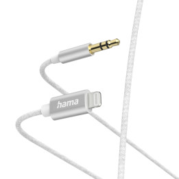 Аудио кабел HAMA, Lightning към 3.5mm, 1.0м, Бял - 201522 - 1