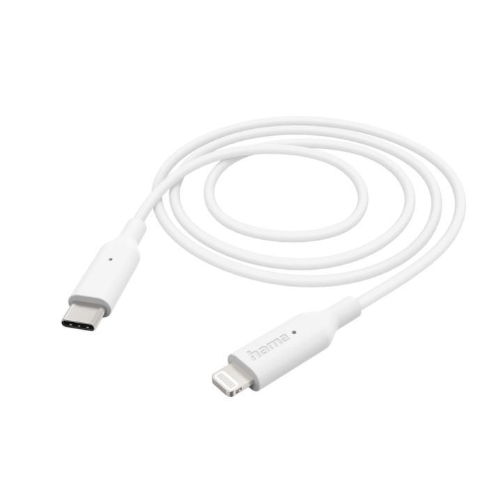 Кабел за зареждане HAMA, USB-C към Lightning, 1м, бял - 201598 - 1