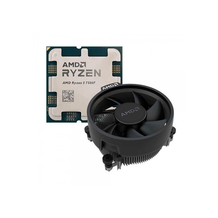 Процесор AMD Ryzen 5 7500F 6-Core 3.7GHz, 5GHz Turbo, 32MB, 65W, AM5, MPK, с охладител, без опаковка - 100-100000597MPK