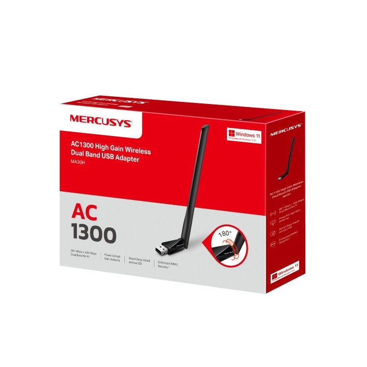 Wi-Fi адаптер Mercusys MA30H, USB 2.0, AC1300 - 7