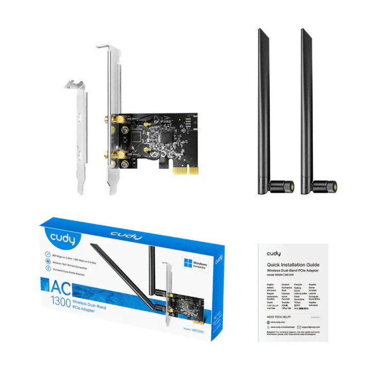 Мрежова карта Cudy WE1300, PCI Express, 802.11ac, Dual-Band 2.4GHz/5GHz, 867Mbps - CUDY-WE1300 - 2