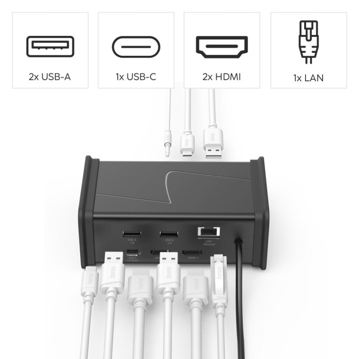 Докинг станция HAMA Connect2Office Black, 9 порта, 2x HDMI, USB-A, USB