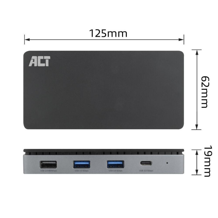 Докинг станция ACT, USB-C, 2x HDMI, Ethernet, 3x USB-A - AC7093