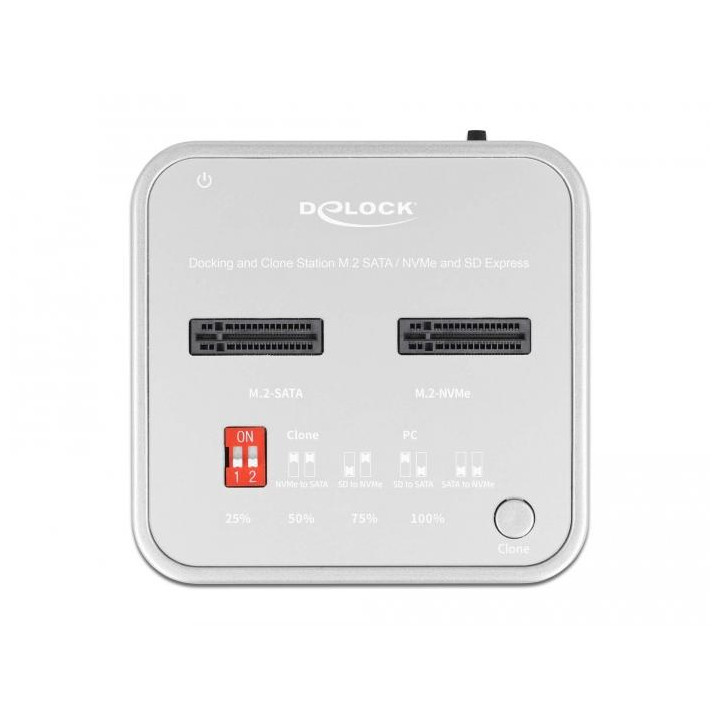 Докинг станция DeLock, SD Express Card Reader, M.2 NVMe/SATA, USB-C - 