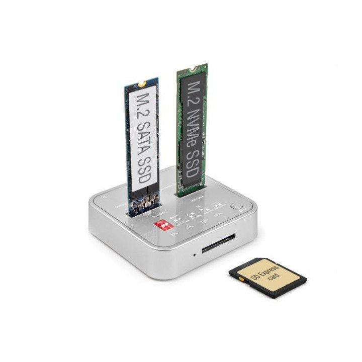 Докинг станция DeLock, SD Express Card Reader, M.2 NVMe/SATA, USB-C - 