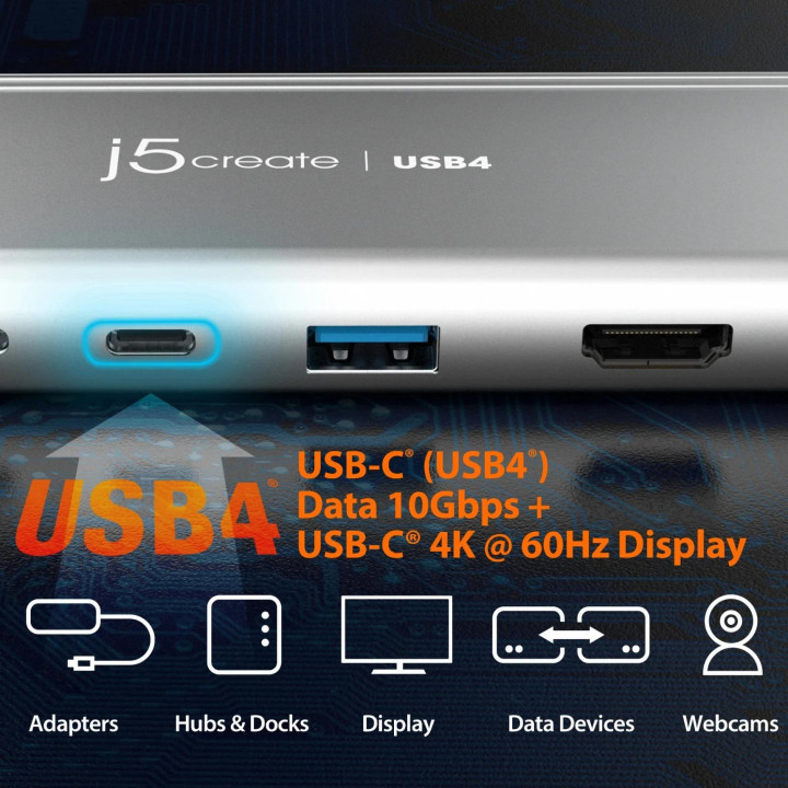 USB-C хъб j5create JCD401, HDMI, DisplayPort, USB, USB-C - JCD401