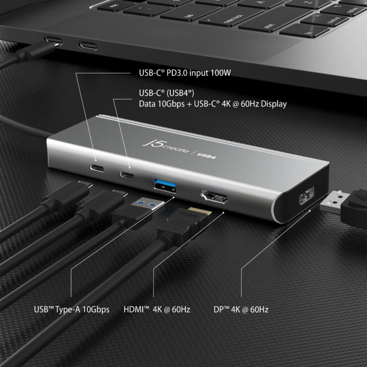 USB-C хъб j5create JCD401, HDMI, DisplayPort, USB, USB-C - JCD401