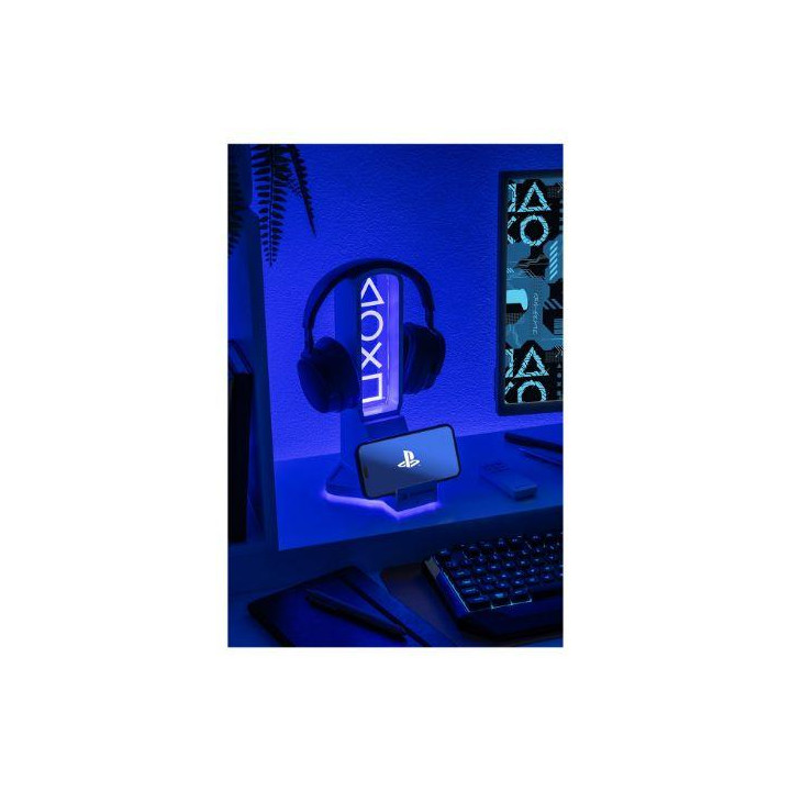 Светеща поставка за слушалки, геймпад и телефон Paladone Playstation, 
