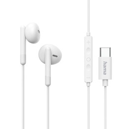 Слушалки HAMA Season II, USB-C, In-Ear, 10mm говорител, микрофон, бели