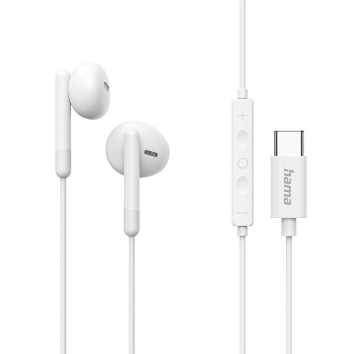 Слушалки HAMA Season II, USB-C, In-Ear, 10mm говорител, микрофон, бели