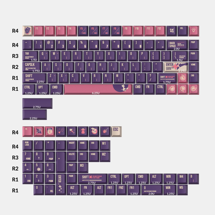 Капачки за механична клавиатура Keychron Cherry Profile, PBT Dye-Sub L