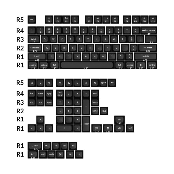 Капачки за механична клавиатура Keychron Double Shot KSA PBT, 137 броя