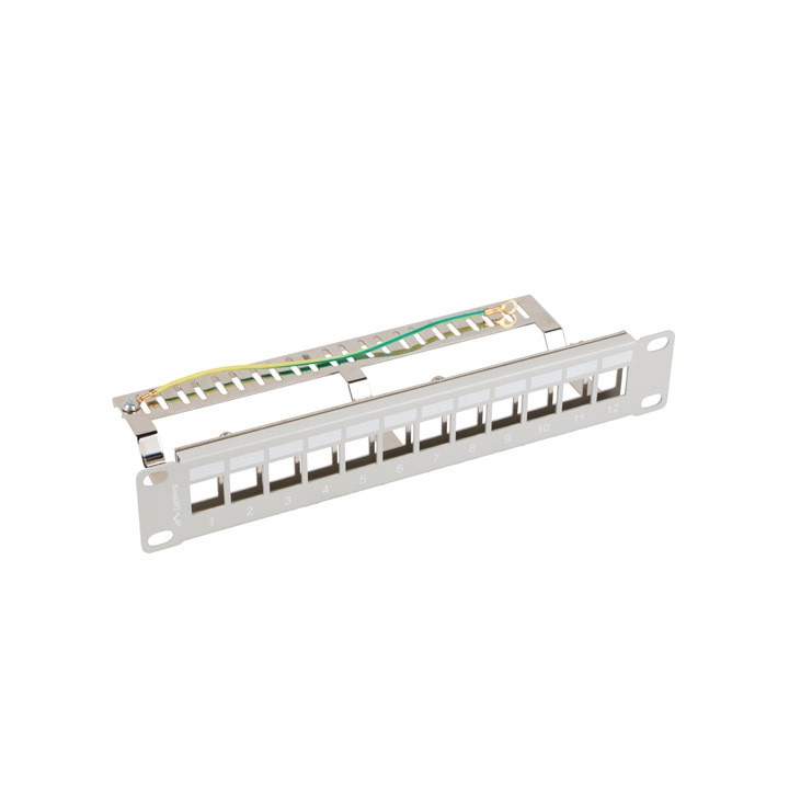 Пач панел Lanberg, 12 портов 1U 10" FTP за Keystone модули, сив - PPKS