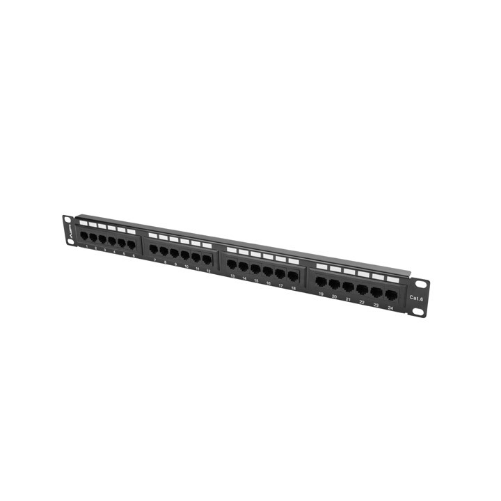 Пач панел Lanberg, 24 порта Cat.6 1U черен - PPU6-1024-B