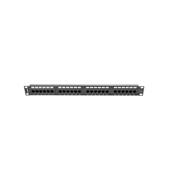 Пач панел Lanberg, 24 порта Cat.6 1U черен - PPU6-1024-B