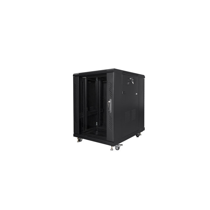 Комуникационен шкаф Lanberg 19" 15U 600x800, Free standing, Темпириран