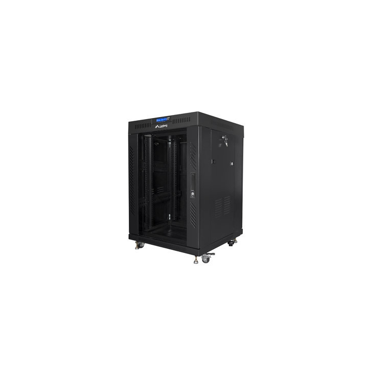 Комуникационен шкаф Lanberg 19" 15U 600x600, Темперирано стъкло, Черен