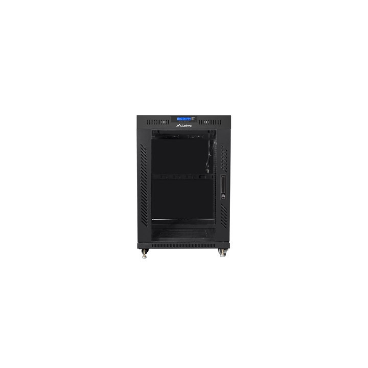 Комуникационен шкаф Lanberg 19" 15U 600x600, Темперирано стъкло, Черен