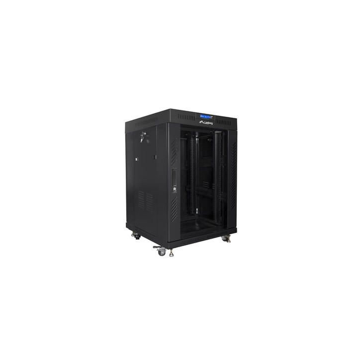 Комуникационен шкаф Lanberg 19" 15U 600x600, Темперирано стъкло, Черен