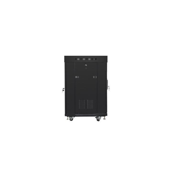 Комуникационен шкаф Lanberg 19" 15U 600x600, Темперирано стъкло, Черен