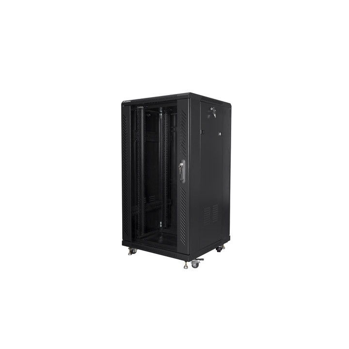 Комуникационен шкаф LANBERG 19" 22U 600x600, Free standing, Tempered g