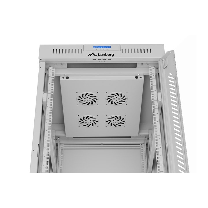 Комуникационен шкаф Lanberg 19" 22U 600x800, стъклена врата, сива - FF