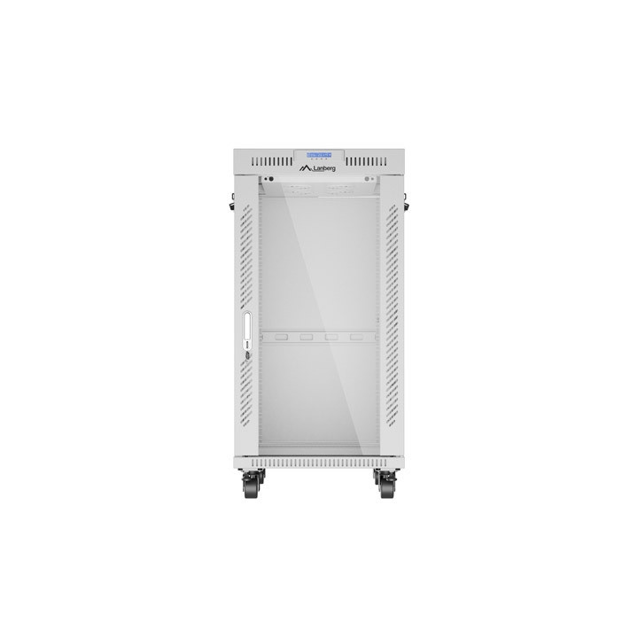 Комуникационен шкаф Lanberg 19" 22U 600x800, стъклена врата, сива - FF