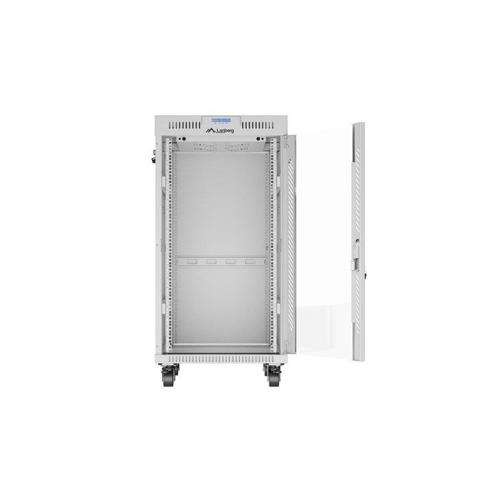 Комуникационен шкаф Lanberg 19" 22U 600x800, стъклена врата, сива - FF