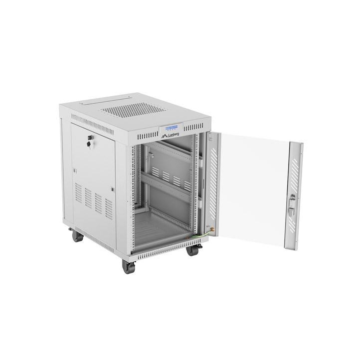 Комуникационен шкаф Lanberg 19" 15U Free Standing 600x800, сив, със ст