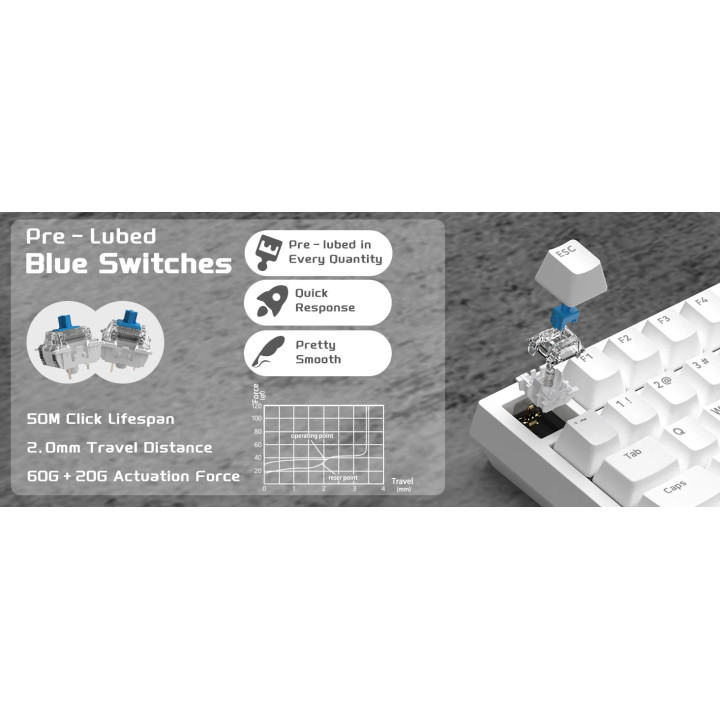 Механична геймърска клавиатура Ajazz AK820, 75%, Blue Switches Linear,