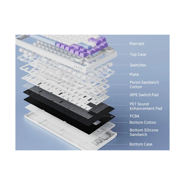 Механична геймърска клавиатура Ajazz AK820, 75%, Blue Switches Linear,