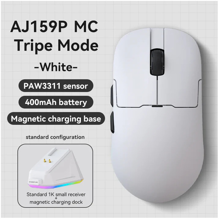Безжична геймърска мишка Ajazz AJ159P MC, 26000 DPI, 1000Hz, PAW3395 с