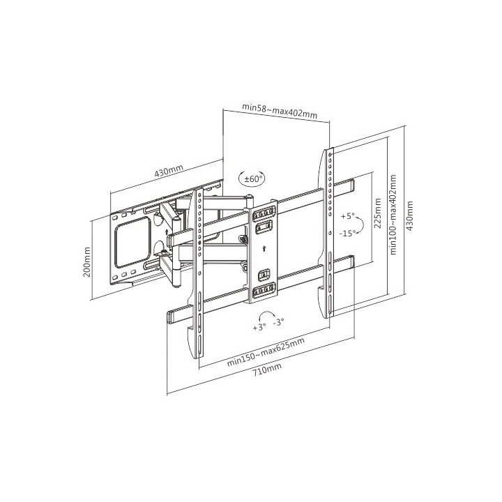 Стенна стойка за телевизор Gembird WM-80ST-02, 37"-80", 60 kg - WM-80S
