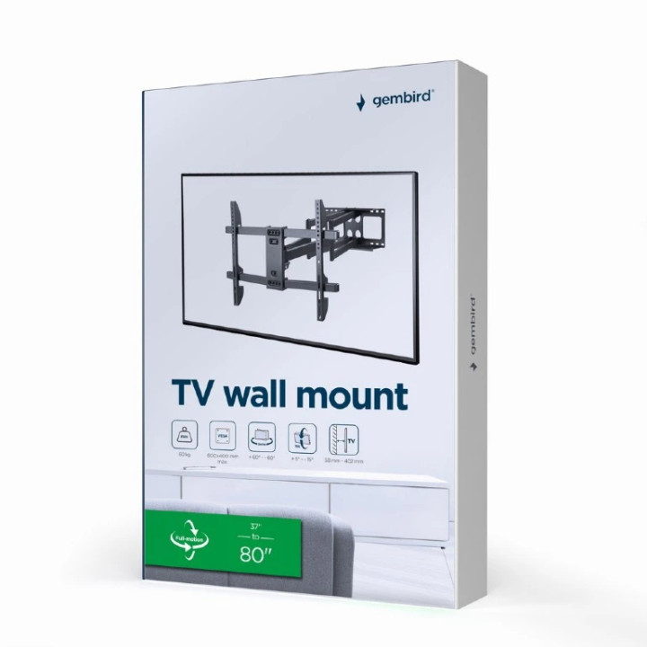 Стенна стойка за телевизор Gembird WM-80ST-02, 37"-80", 60 kg - WM-80S
