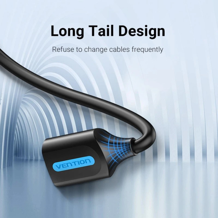 Кабел Vention USB 3.0, 5.0m Type A AM/AF Екраниран Черен - CBHBJ