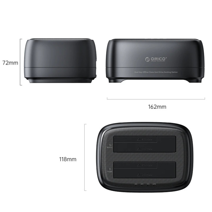 Докинг станция Orico DD28C3-C, 2 Bay SATA III, USB-C/USB-A, Offline Cl
