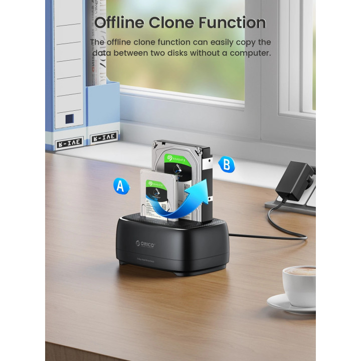 Докинг станция Orico DD28C3-C, 2 Bay SATA III, USB-C/USB-A, Offline Cl