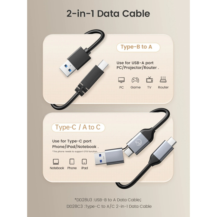 Докинг станция Orico DD28C3-C, 2 Bay SATA III, USB-C/USB-A, Offline Cl