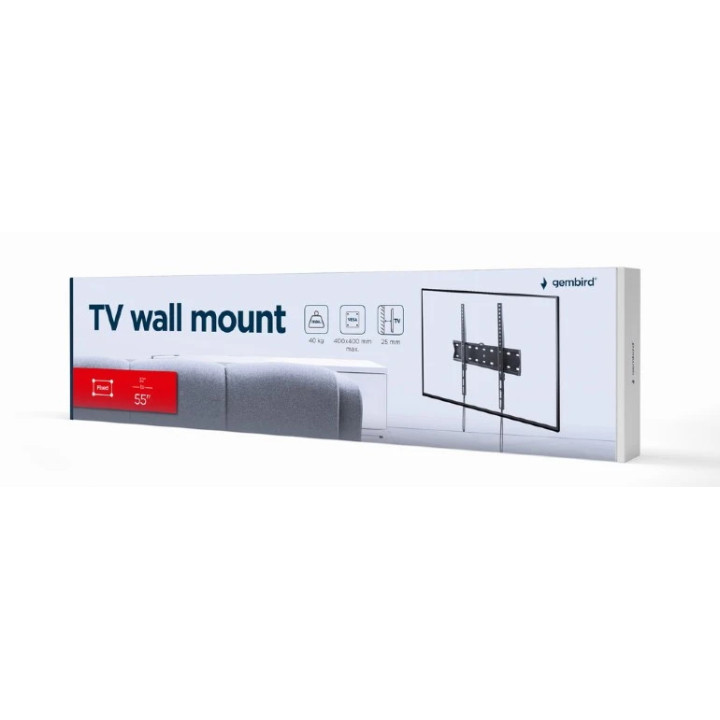 Стенна стойка за телевизор Gembird WM-55F-02, 32"-55", Фиксирана, 40 k