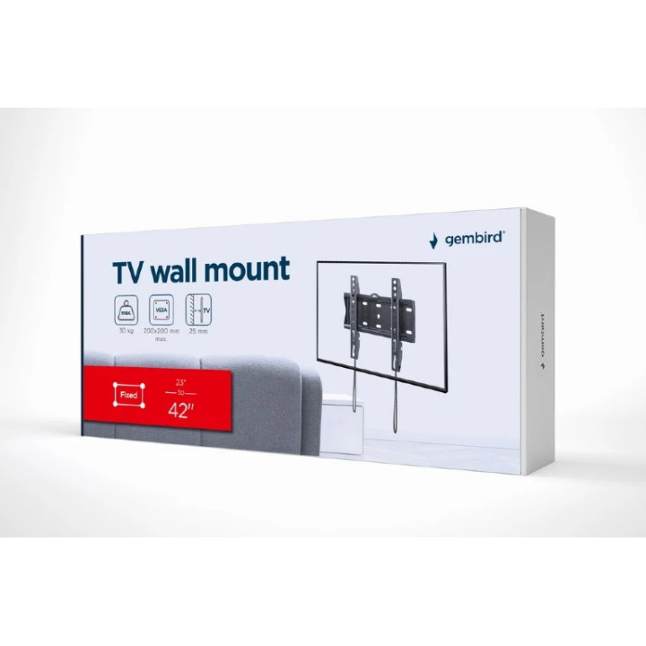 Стенна стойка за телевизор Gembird WM-42F-01, 23"-42", 30 kg, VESA 75x