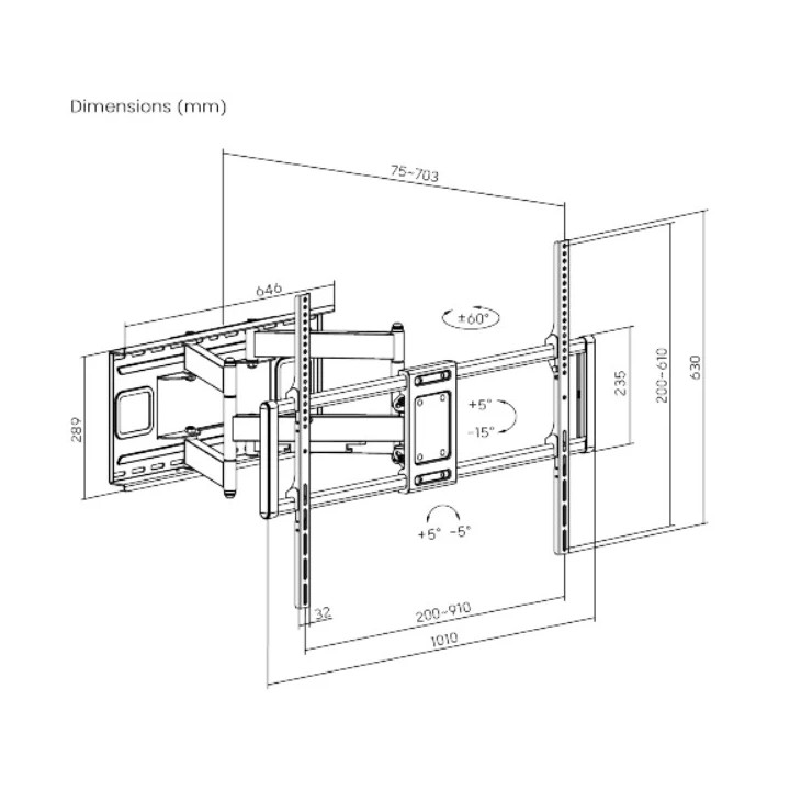 Стенна стойка за телевизор Gembird WM-120ST-01, 60"-120", 120 kg - WM-