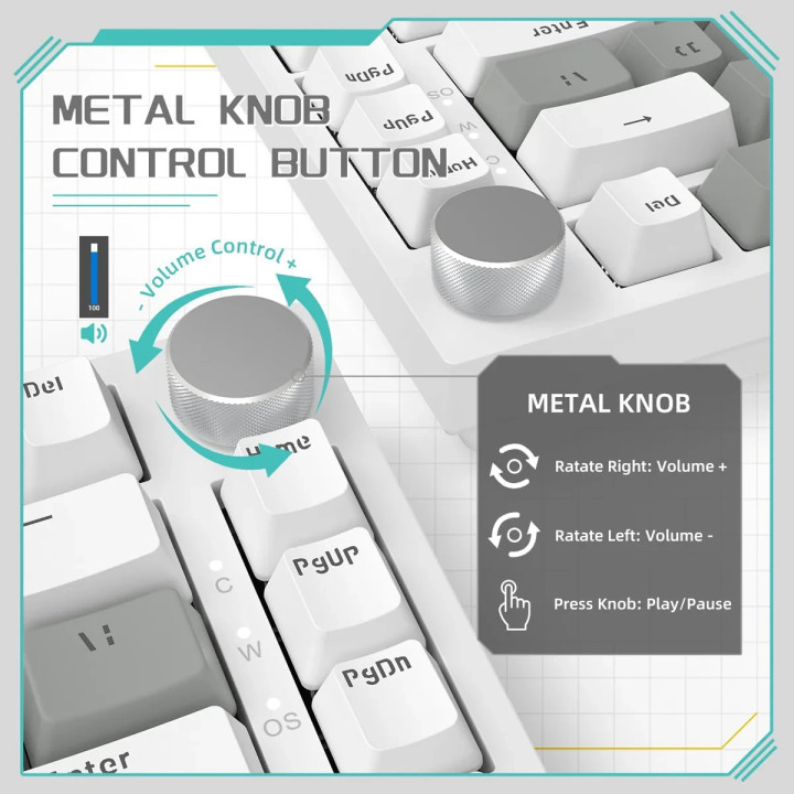 Bluetooth механична геймърска клавиатура Ajazz AK820, 75%, USB, Linear