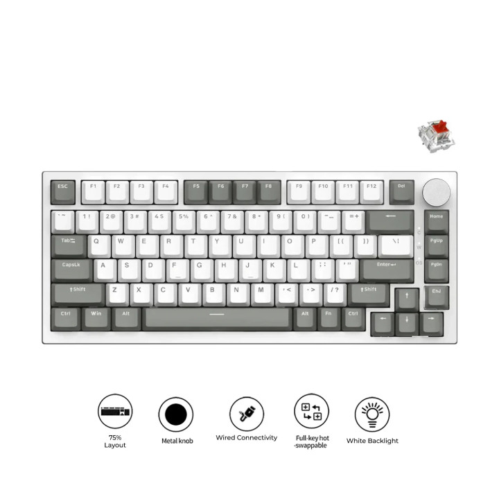 Bluetooth механична геймърска клавиатура Ajazz AK820, 75%, AS Red Swit