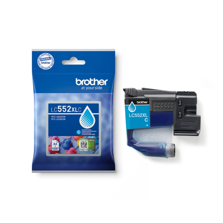 Оригинална мастилена касетаBrother LC-552 XL, Cyan, 1500 страници - LC