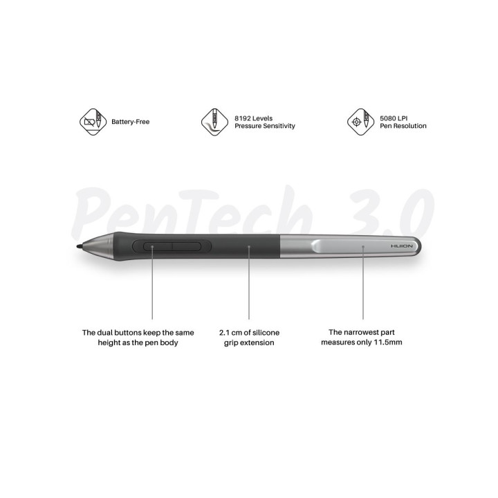 Графичен таблет HUION Inspiroy 2 S, 160 x 100 mm, 5080 LPI, 8192 нива 