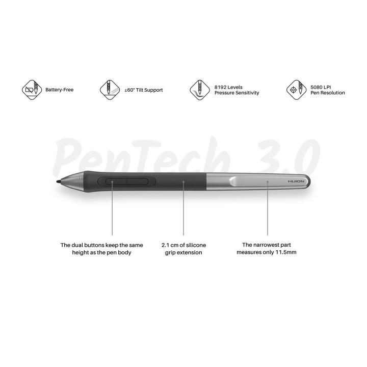 Графичен таблет HUION Inspiroy 2 M, 5080 LPI, 221 x 138 mm активна пло