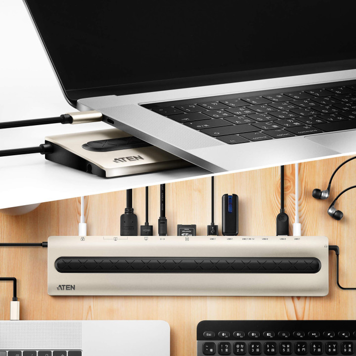 Докинг станция ATEN UH3237, USB-C, VGA, HDMI, SD, MicroSD, Gigabit LAN